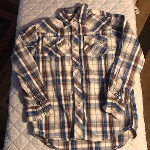 Boys Wrangler button down long sleeve Lg 10/12
